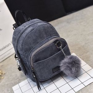 Grayish blue corduroy backpack purse
